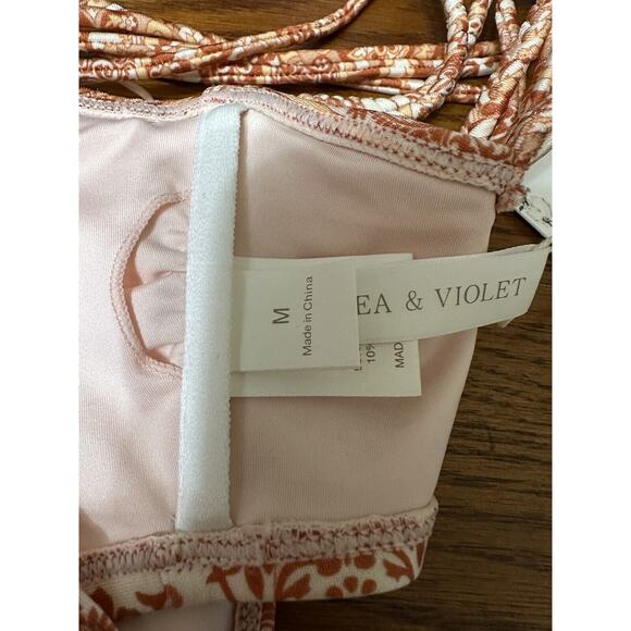 Chelsea & Violet Swim Suit 2-Piece Bikini New Top Medium Bottom Small Orange - Picture 11 of 16